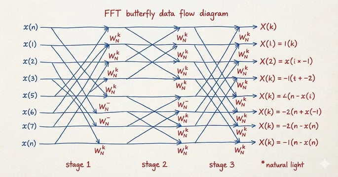 The butterfly data flow in FFT
